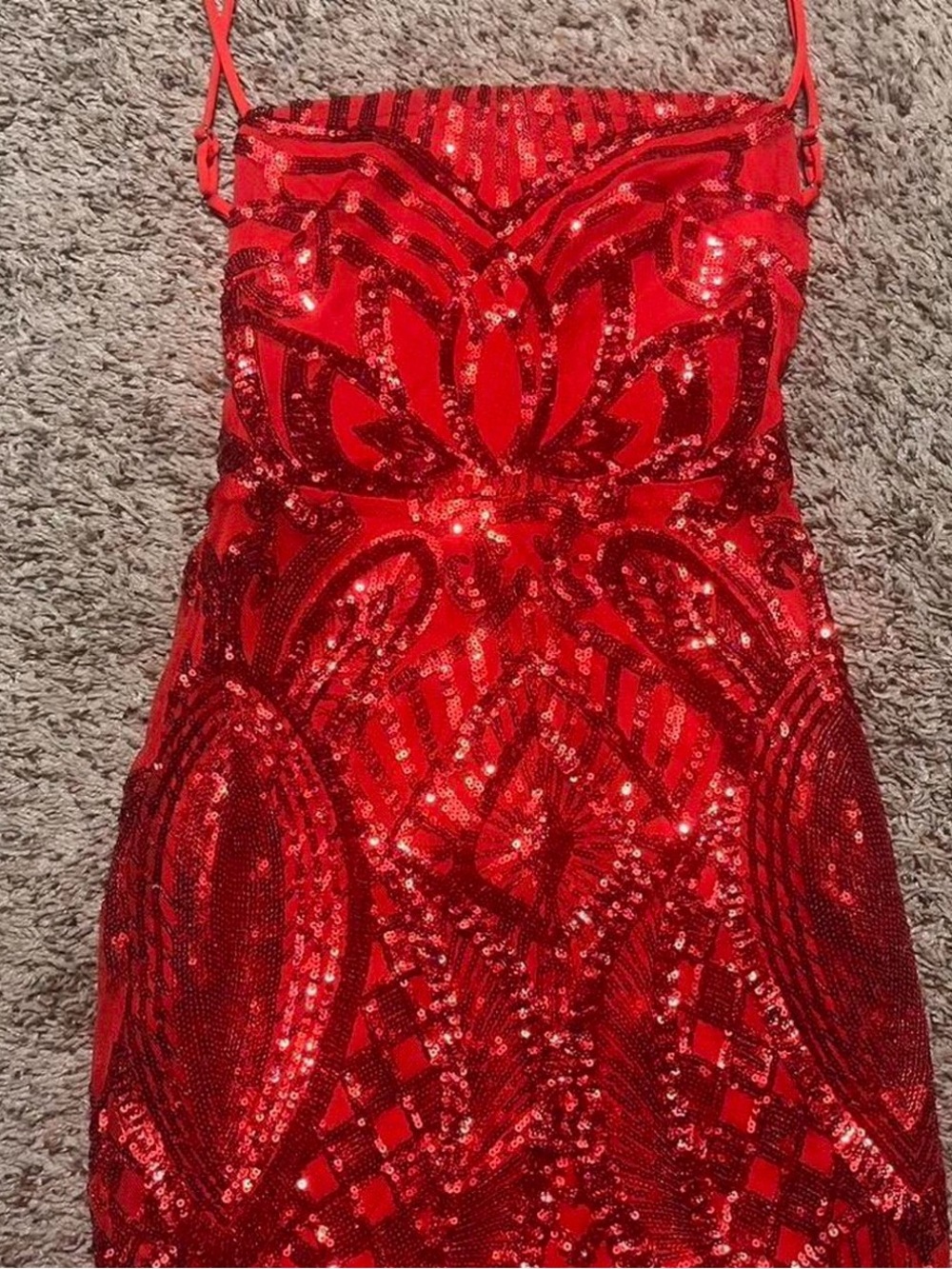 Lucy in the Sky Red Strapless Sequin Cocktail Dress